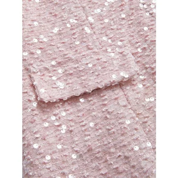 Elegant Sequin tweed Dress & Blazer 2 piece Suit Set pink - Picture 8 of 12